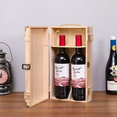 Custom Luxury Double Wine Wooden Box for Red Wine