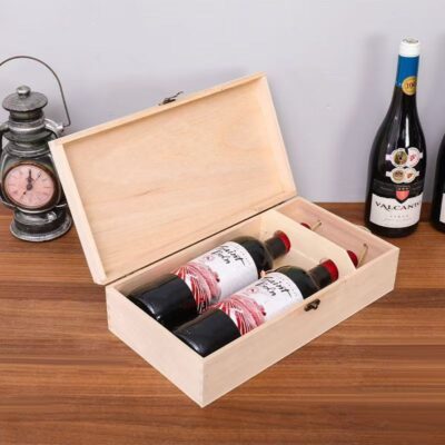 Custom Luxury Double Wine Wooden Box for Red Wine