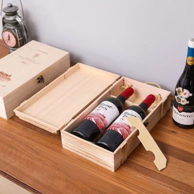 Custom Luxury Double Wine Wooden Box for Red Wine