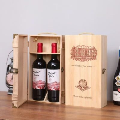Custom Luxury Double Wine Wooden Box for Red Wine