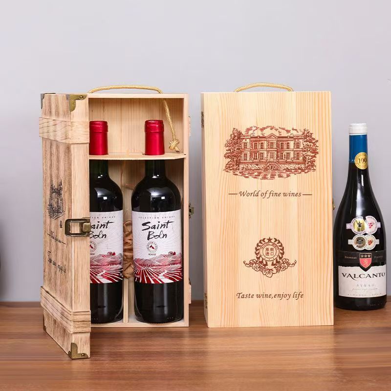 Custom Luxury Double Wine Wooden Box for Red Wine