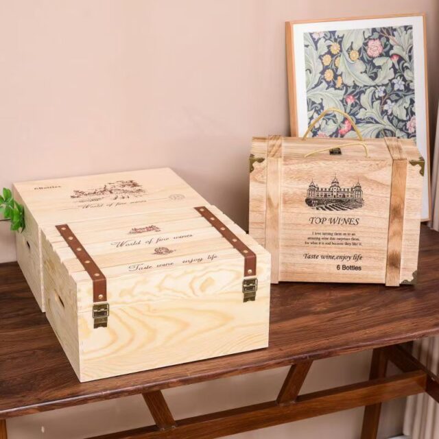Custom 6-Bottle Wooden Wine Box for Premium Wine Packaging