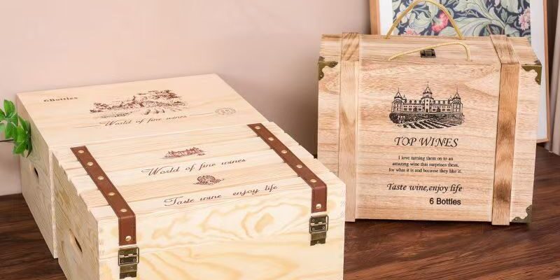 Custom 6-Bottle Wooden Wine Box for Premium Wine Packaging