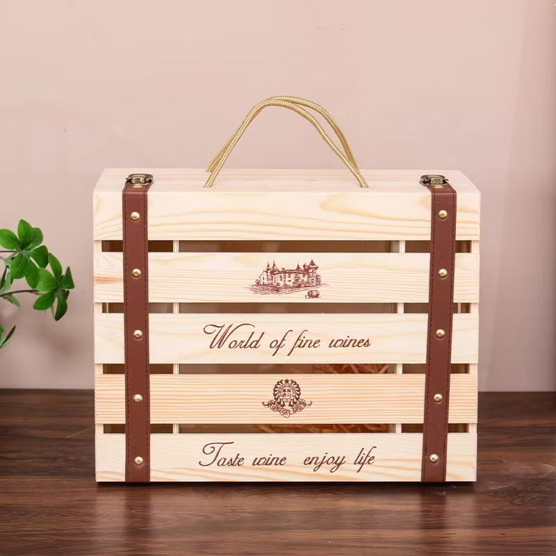 Custom 6-Bottle Wooden Wine Box for Premium Wine Packaging