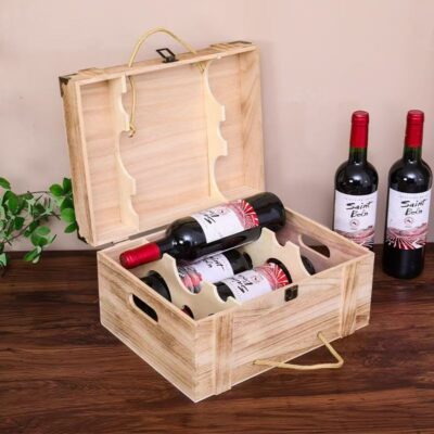 Custom 6-Bottle Wooden Wine Box for Premium Wine Packaging