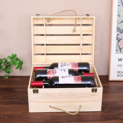 Custom 6-Bottle Wooden Wine Box for Premium Wine Packaging