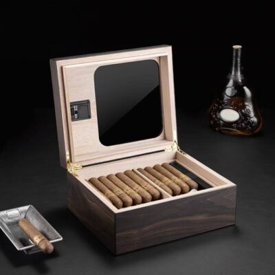Custom Large Capacity Wooden Cigar Box with Clear Window
