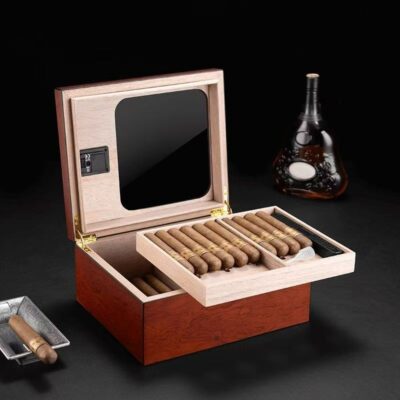 Custom Large Capacity Wooden Cigar Box with Clear Window