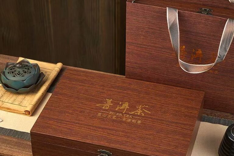 Custom Wooden Tea Box for Pu-erh Tea Gift Sets (4) Custom Wooden Tea Gift Box for Pu-erh Tea Packaging