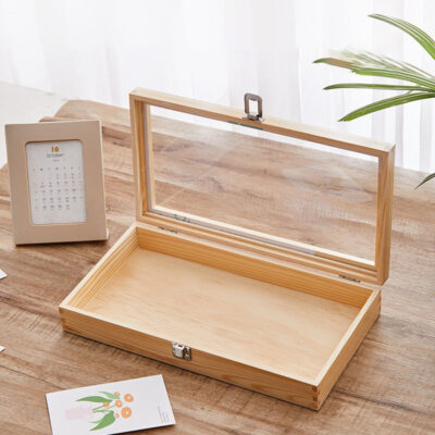 Custom Pine Wooden Tea Box with Acrylic Lid