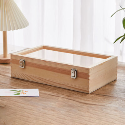Custom Pine Wooden Tea Box with Acrylic Lid