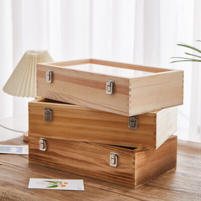 Custom Pine Wooden Tea Box with Acrylic Lid