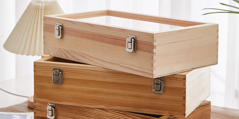 Custom Pine Wooden Tea Box with Acrylic Lid