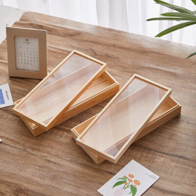 Custom Pine Wooden Tea Box with Acrylic Lid