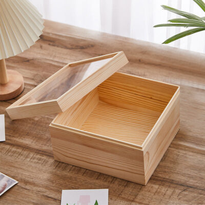Custom Pine Wooden Tea Box with Acrylic Lid