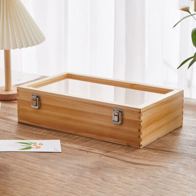Custom Pine Wooden Tea Box with Acrylic Lid