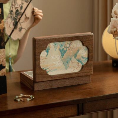 Custom Embroidered Luxury Wooden Jewelry Box for Wedding Gift
