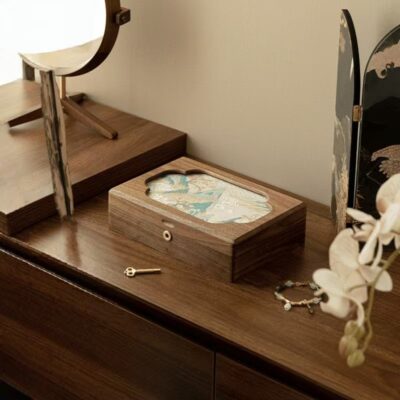 Custom Embroidered Luxury Wooden Jewelry Box for Wedding Gift