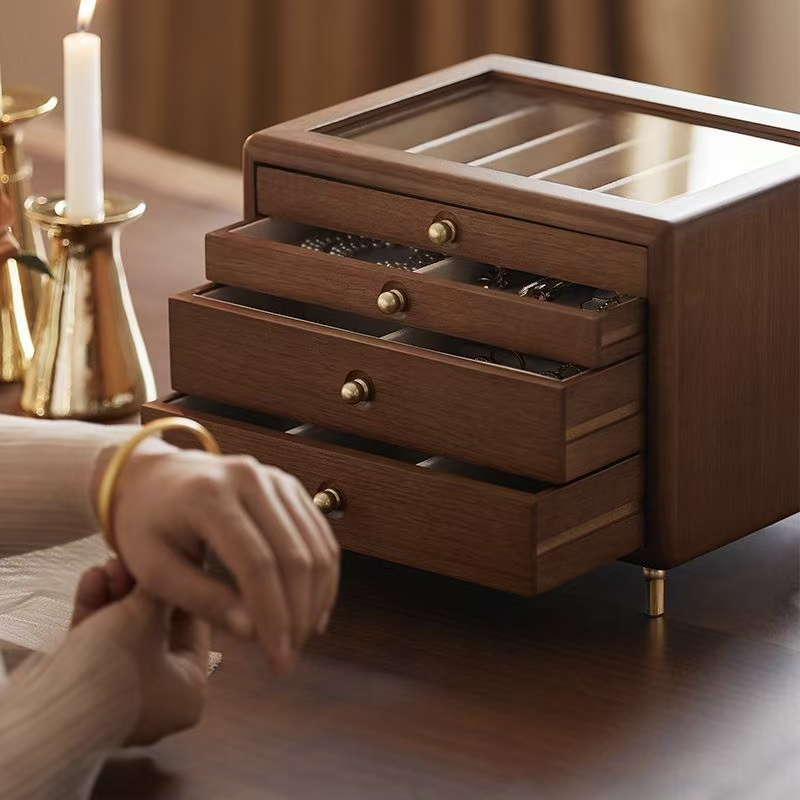 Premium Solid Wood Jewelry Storage Box Organizer