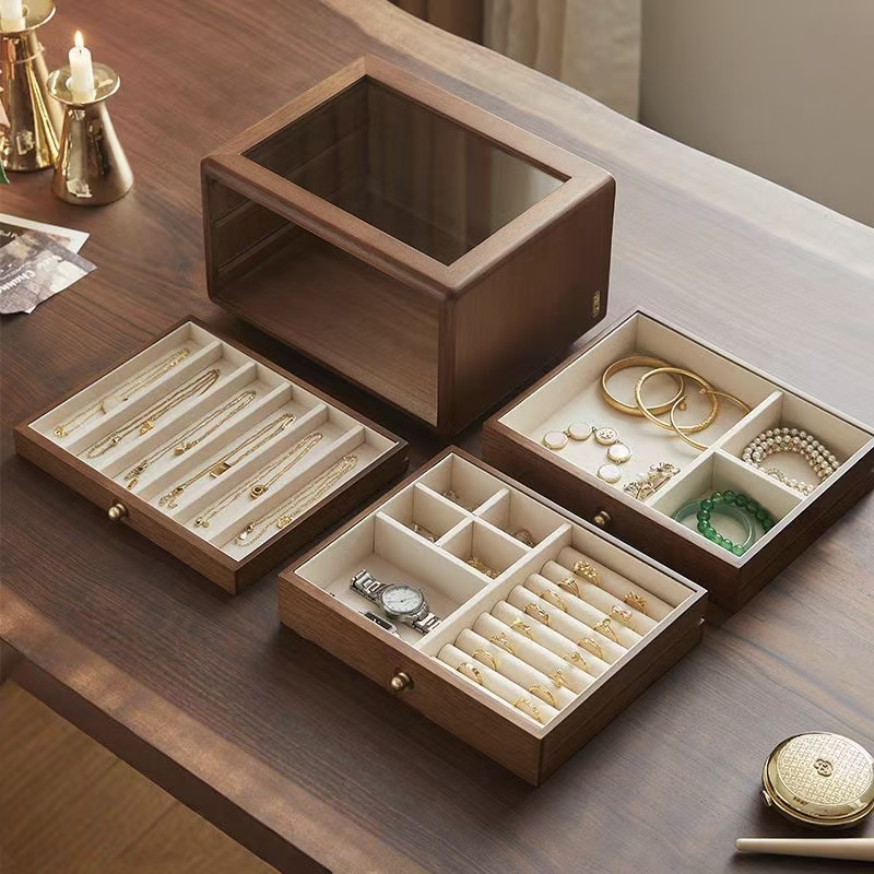 Premium Solid Wood Jewelry Storage Box Organizer