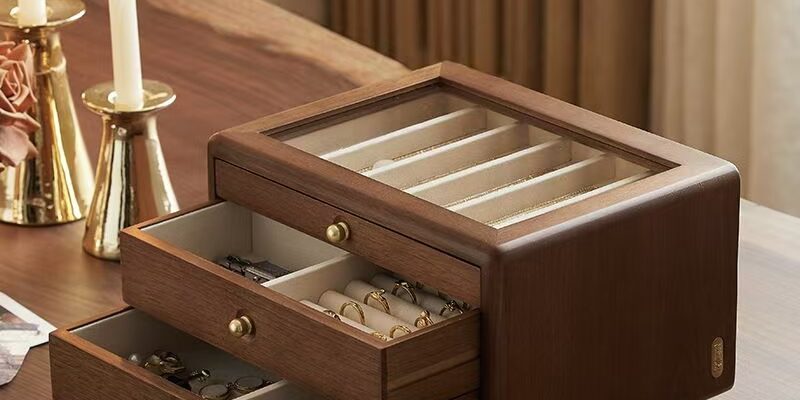 Premium Solid Wood Jewelry Storage Box Organizer