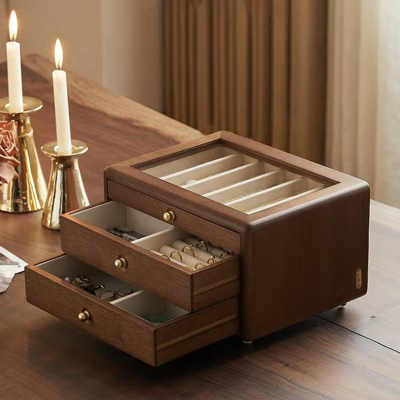 Premium Solid Wood Jewelry Storage Box Organizer