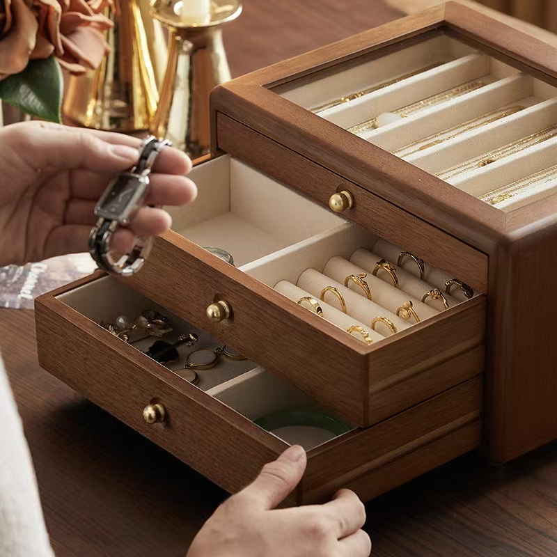 Premium Solid Wood Jewelry Storage Box Organizer
