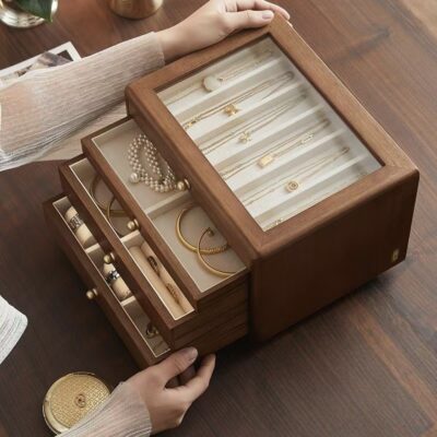 Premium Solid Wood Jewelry Storage Box Organizer