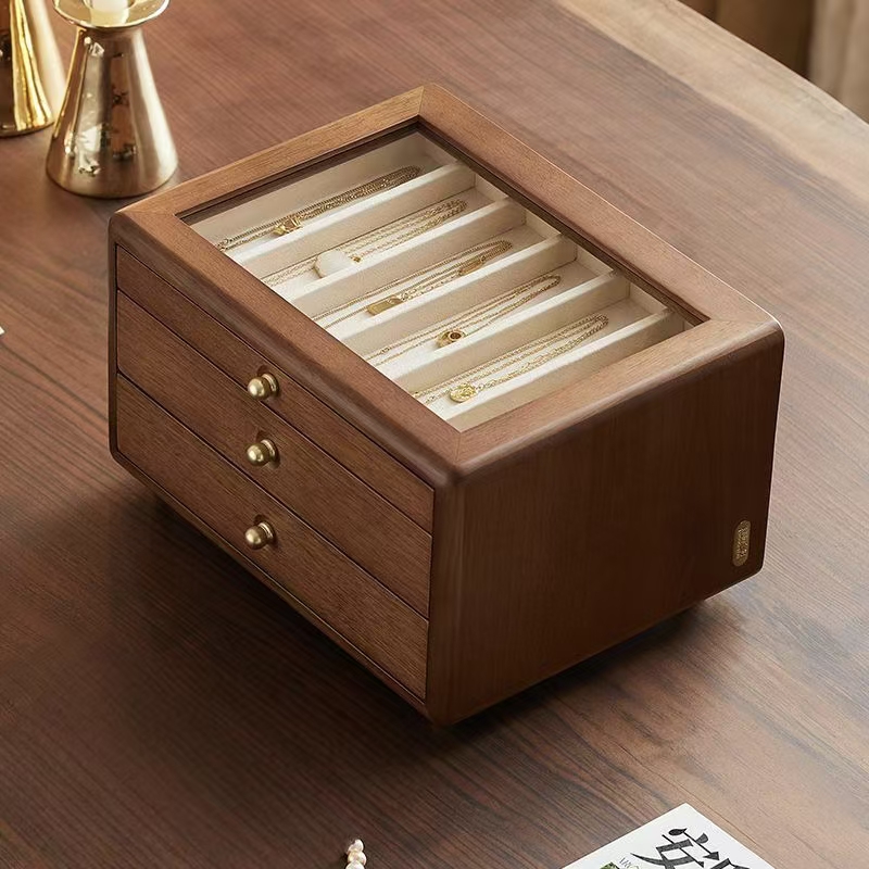 Premium Solid Wood Jewelry Storage Box Organizer