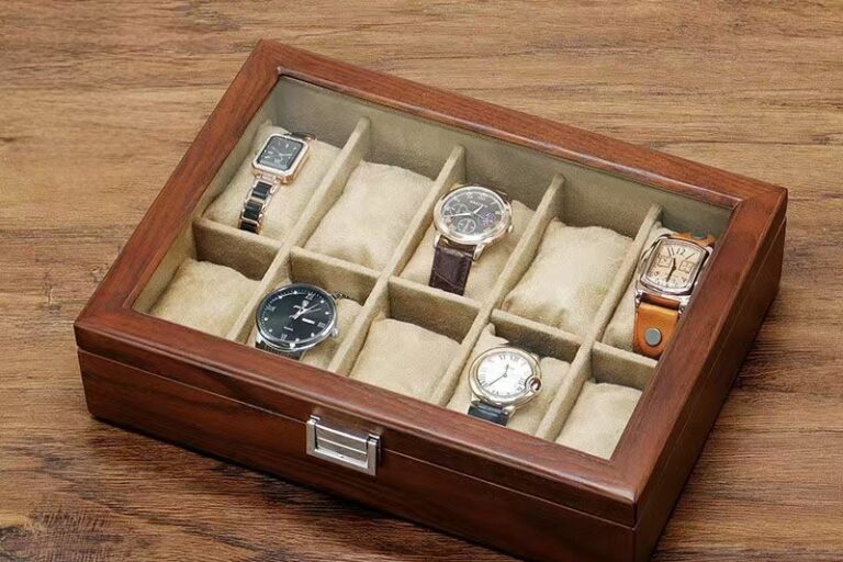 Elegant Home Display Wooden Watch Box with Window (3) Luxury Wooden Watch Box with Transparent Glass Lid