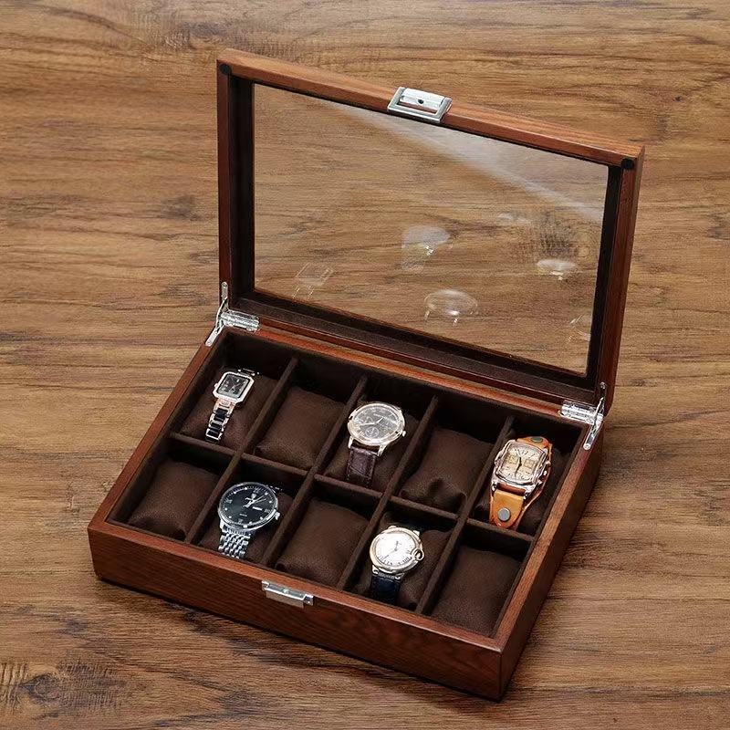 Luxury Wooden Watch Box with Transparent Glass Lid