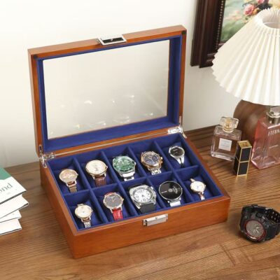 Luxury Wooden Watch Box with Transparent Glass Lid