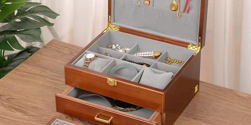 Vintage Large Capacity Wooden Jewelry Box Organizer