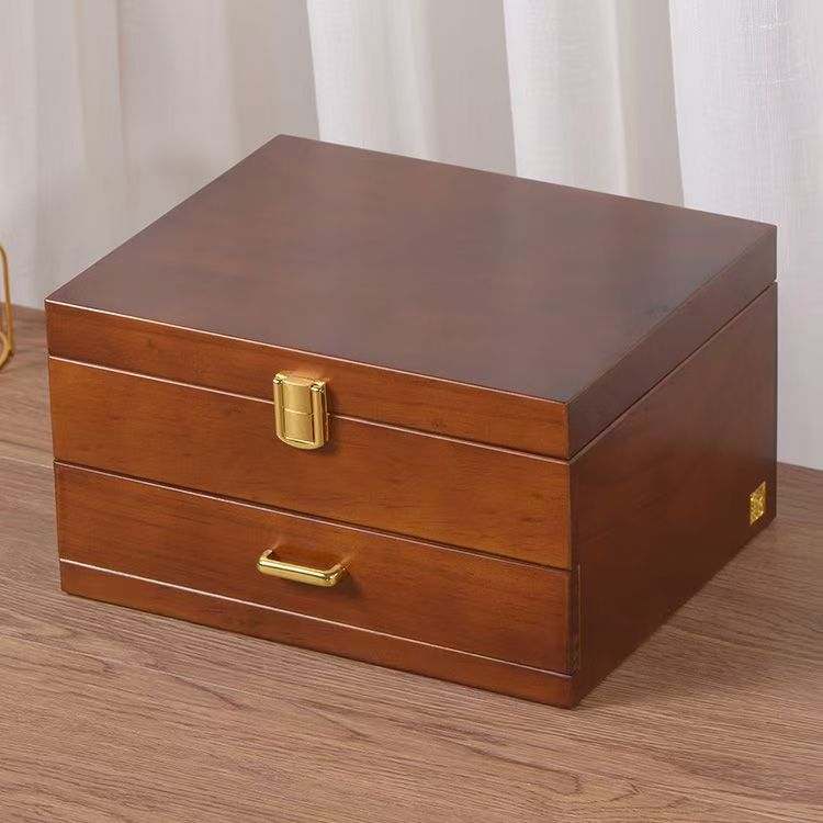 Vintage Large Capacity Wooden Jewelry Box Organizer