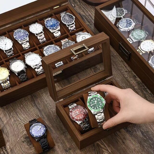 Luxury Transparent Wooden Watch Display Box