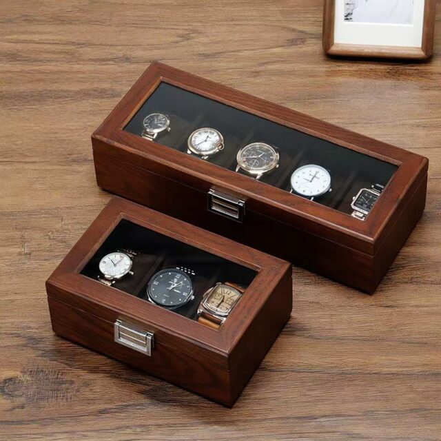 Custom Vintage Wooden Watch Box for Home Display