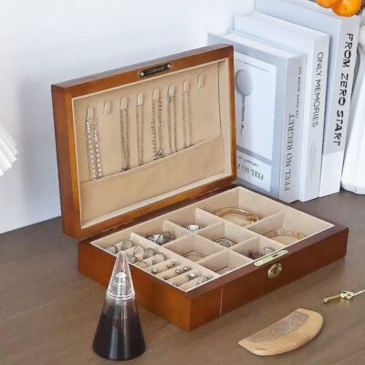 Custom Vintage Wooden Jewelry Box for Wedding Gift