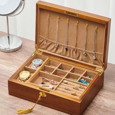 Custom Vintage Wooden Jewelry Box for Wedding Gift