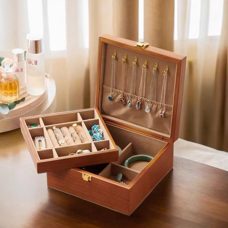 Custom Vintage Wooden Jewelry Box for Wedding Gift
