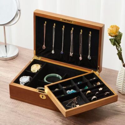 Custom Vintage Wooden Jewelry Box for Wedding Gift