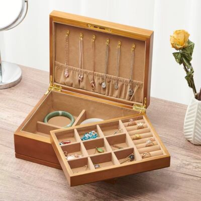 Custom Vintage Wooden Jewelry Box for Wedding Gift