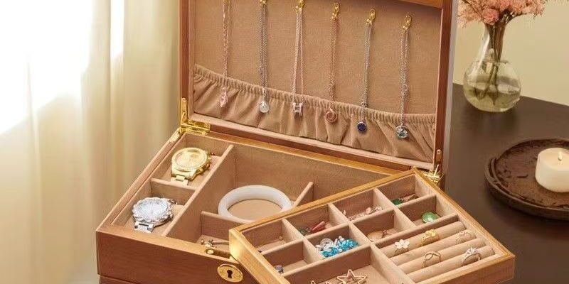 Custom Vintage Wooden Jewelry Box for Wedding Gift
