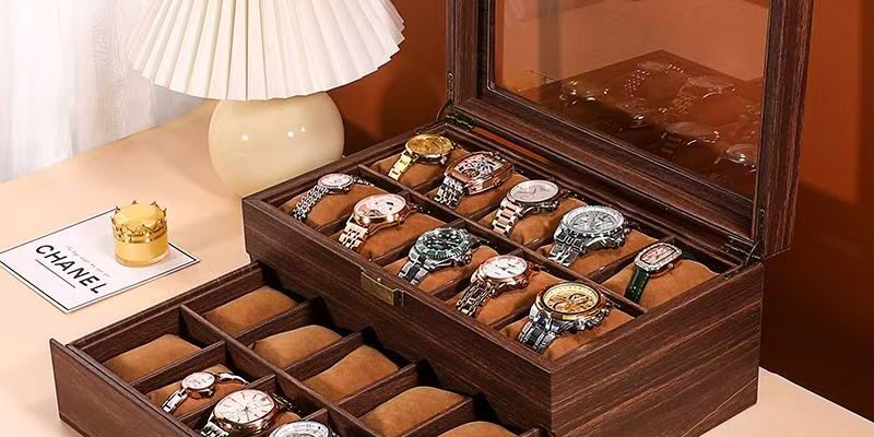 Vintage Wooden Watch Display Box for Storage Collection