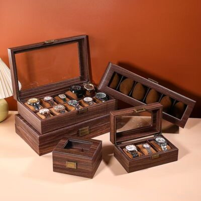 Vintage Wooden Watch Display Box for Storage Collection