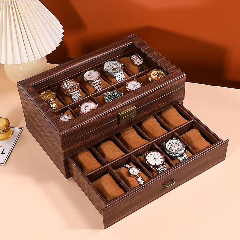 Vintage Wooden Watch Display Box for Storage Collection