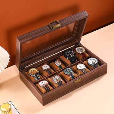 Vintage Wooden Watch Display Box for Storage Collection