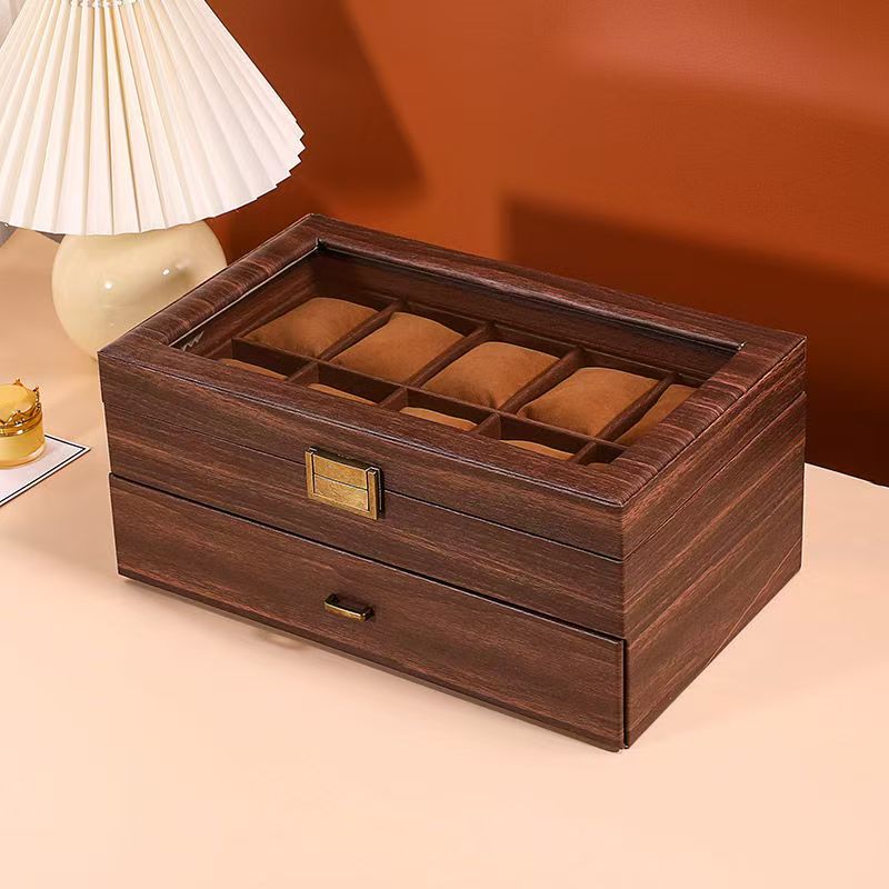 Vintage Wooden Watch Display Box for Storage Collection