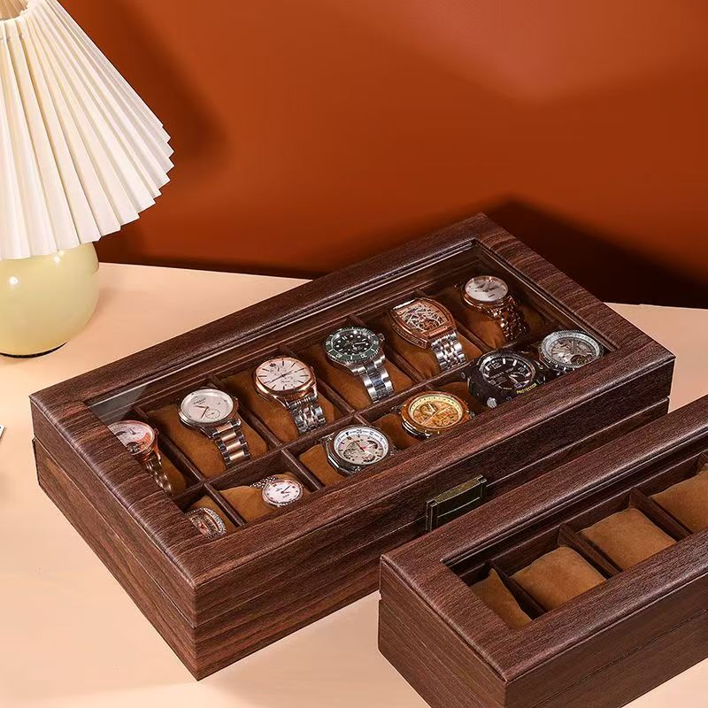 Vintage Wooden Watch Display Box for Storage Collection