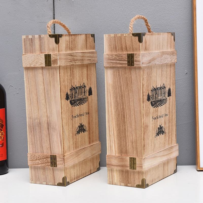 Double Bottle Wooden Wine Boxes for Gift Packaging