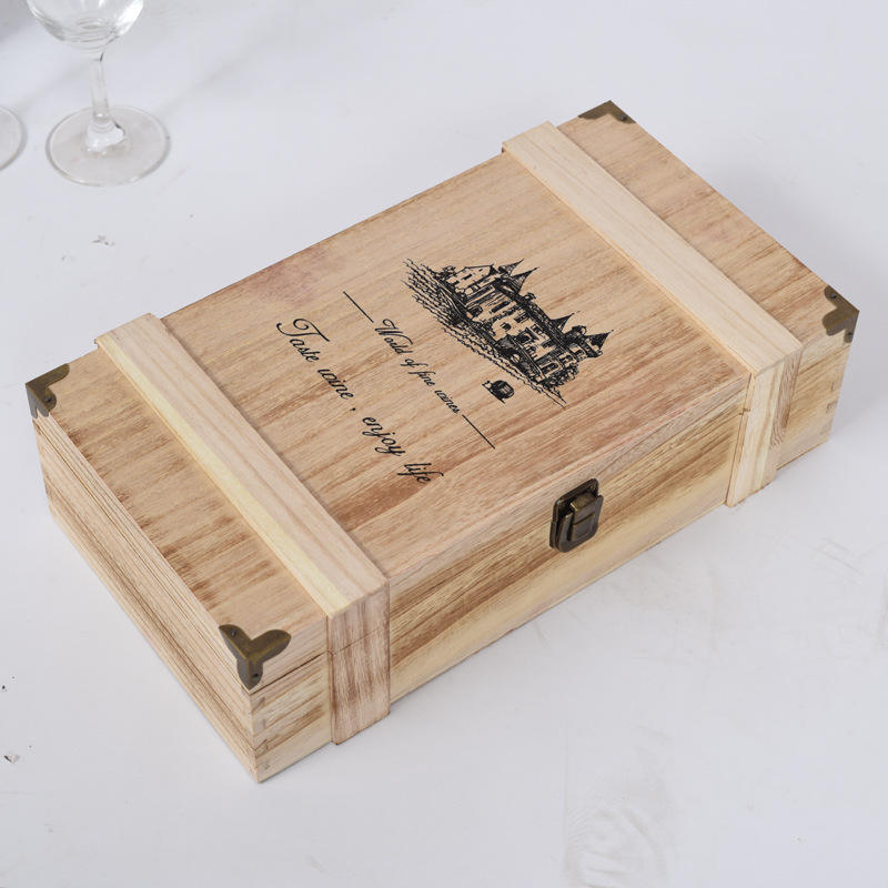 Double Bottle Wooden Wine Boxes for Gift Packaging